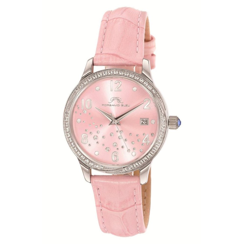 PORSAMO BLEU Women's Ruby Embossed Leather Strap Watch, 34mm